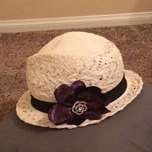 Fedora hat white purple flower